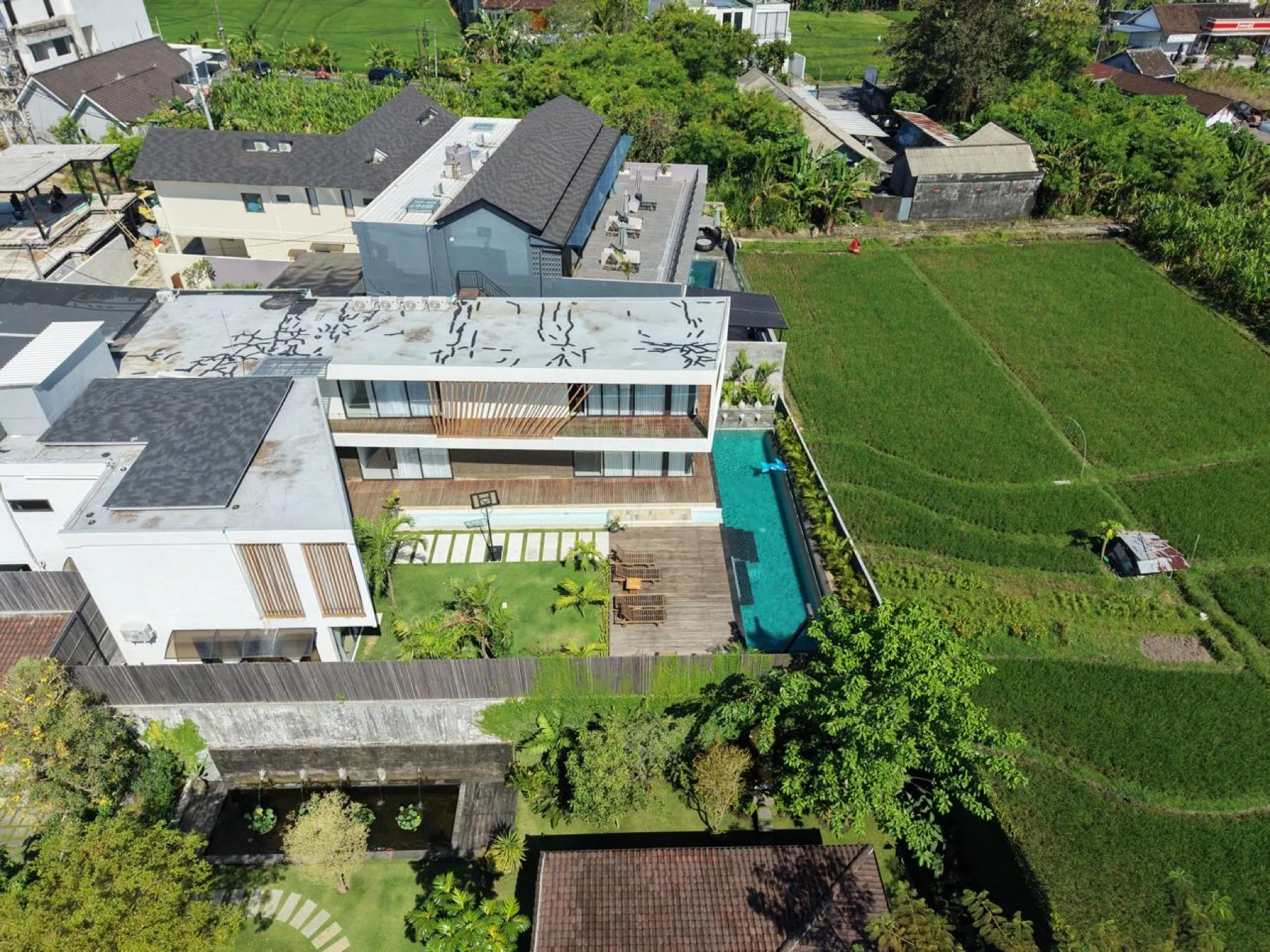 Aerial context of a commercial building in South Bali